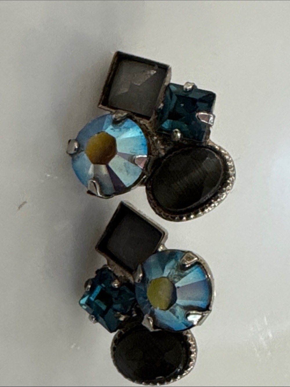 Like new Sorelli crystal and stone blue black silver earrings - Women Jewelry